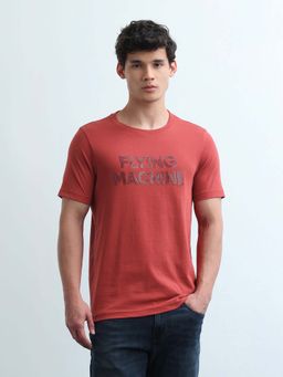 Flying Machine - Men's Brand Printed Regular Fit T-Shirt - Red