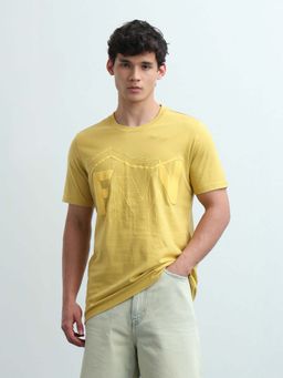Flying Machine - Men's Printed Regular Fit T-Shirt - Yellow