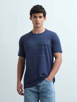 Flying Machine - Men's Typographic Regular Fit T-Shirt - Blue