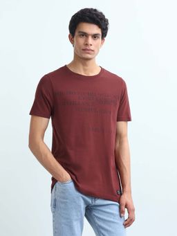 Flying Machine - Men's Typographic Printed Regular Fit T-Shirt - Red