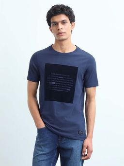 Flying Machine - Men's Printed Regular Fit T-Shirt - Blue