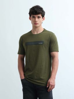 Flying Machine - Men's Solid Regular Fit T-Shirt - Olive