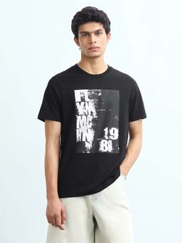 Flying Machine - Men's Graphic Printed Regular Fit T-Shirt - Black