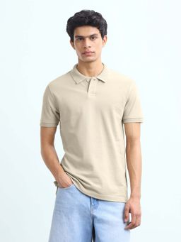 Flying Machine - Men's Solid Regular Fit Polo T-Shirt - Beige