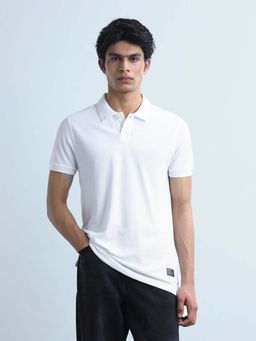 Flying Machine - Men's Solid Regular Fit Polo T-Shirt - White