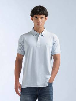 Flying Machine - Men's Solid Regular Fit Polo T-Shirt - Blue