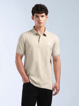 Flying Machine - Men's Solid Regular Fit Polo T-Shirt - Beige