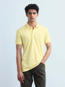 Flying Machine - Men's Solid Regular Fit Polo T-Shirt - Yellow