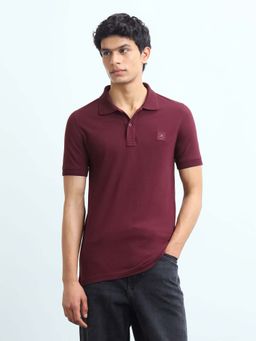Flying Machine - Men's Solid Regular Fit Polo T-Shirt - Purple
