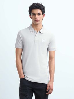 Flying Machine - Men's Solid Regular Fit Polo T-Shirt - Grey