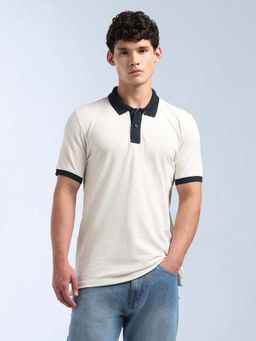 Flying Machine - Men's Solid Regular Fit Polo T-Shirt - Beige