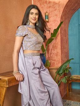 Stylum - Women's Lilac Embellished & Embroidered Poly Georgette Co-Ord Set