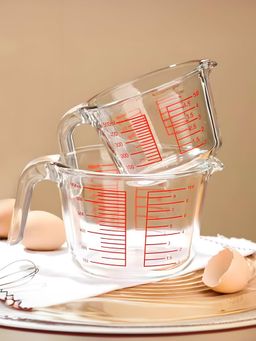 UMAI - Borosilicate Glass Measuring Cup Jda029-Tra Transparent M 500Mll, 1000Ml Pack Of 2