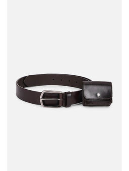 Allen Solly - Men Brown Textured Casual Belt with Pouch