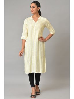 Aurelia - Yellow Stripe Printed Casual Kurta