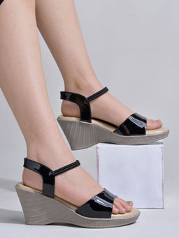 Shoetopia - Smart Casual Black Wedges