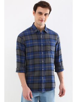 Allen Solly - Men Blue Regular Fit Check Full Sleeves Casual Shirts
