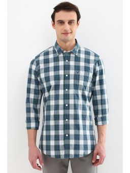 Allen Solly - Men Green Custom Fit Check Full Sleeves Casual Shirts