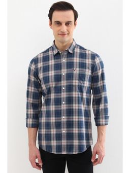 Allen Solly - Men Blue Custom Fit Check Full Sleeves Casual Shirts
