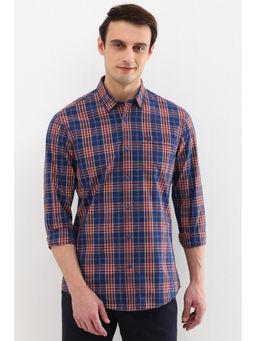 Allen Solly - Men Blue Custom Fit Check Full Sleeves Casual Shirts