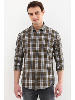Allen Solly - Men Brown Custom Fit Check Full Sleeves Casual Shirts