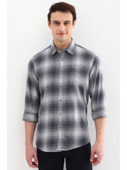 Allen Solly - Men Grey Custom Fit Check Full Sleeves Casual Shirts