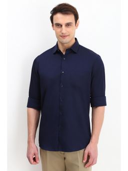 Allen Solly - Men Navy Slim Fit Solid Full Sleeves Casual Shirts