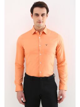 Allen Solly - Men Orange Slim Fit Solid Full Sleeves Formal Shirt