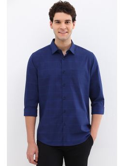 Allen Solly - Men Blue Slim Fit Check Full Sleeves Casual Shirts