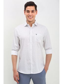 Allen Solly - Men White Slim Fit Print Full Sleeves Casual Shirts