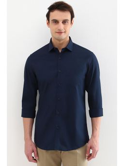 Allen Solly - Men Navy Slim Fit Solid Full Sleeves Casual Shirts