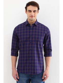 Allen Solly - Men Purple Slim Fit Check Full Sleeves Casual Shirts