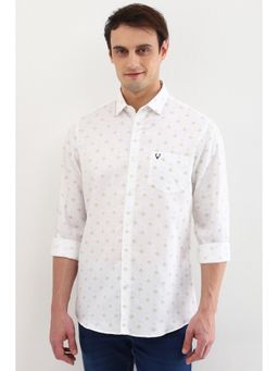 Allen Solly - Men White Slim Fit Print Full Sleeves Casual Shirts