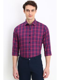 Allen Solly - Men Pink Slim Fit Check Full Sleeves Casual Shirts
