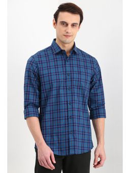 Allen Solly - Men Blue Slim Fit Check Full Sleeves Casual Shirts