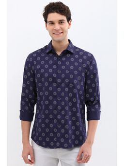 Allen Solly - Men Navy Slim Fit Print Full Sleeves Casual Shirts