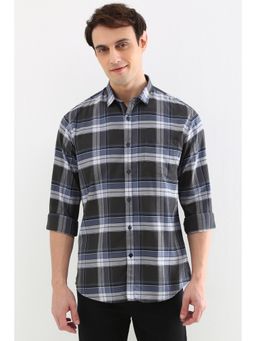 Allen Solly - Men Grey Slim Fit Check Full Sleeves Casual Shirts