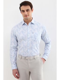 Allen Solly - Men Blue Slim Fit Print Full Sleeves Formal Shirt
