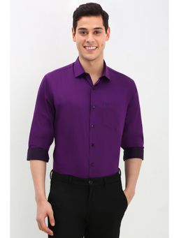 Allen Solly - Men Purple Slim Fit Solid Full Sleeves Formal Shirt