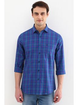 Allen Solly - Men Blue Slim Fit Check Full Sleeves Casual Shirts