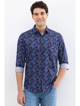 Allen Solly - Men Blue Slim Fit Print Full Sleeves Casual Shirts