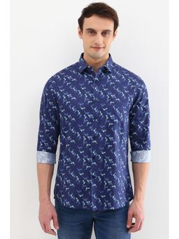 Allen Solly - Men Blue Slim Fit Floral Print Full Sleeves Casual Shirts