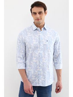 Allen Solly - Men White Slim Fit Print Full Sleeves Casual Shirts
