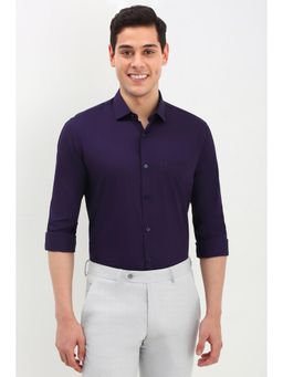 Allen Solly - Men Purple Slim Fit Solid Full Sleeves Formal Shirt