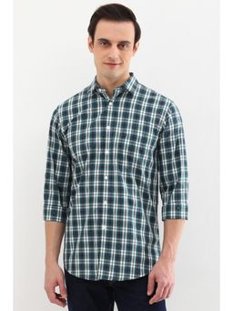 Allen Solly - Men Green Slim Fit Check Full Sleeves Casual Shirts