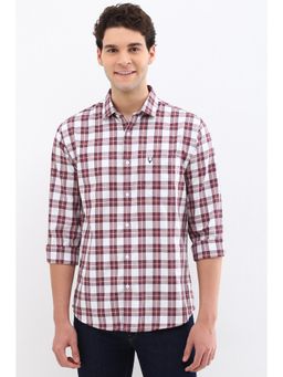 Allen Solly - Men White Slim Fit Check Full Sleeves Casual Shirts