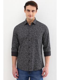 Allen Solly - Men Grey Slim Fit Print Full Sleeves Casual Shirts