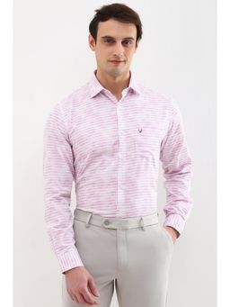 Allen Solly - Men Pink Slim Fit Print Full Sleeves Formal Shirt