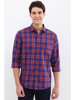 Allen Solly - Men Blue Slim Fit Check Full Sleeves Casual Shirts