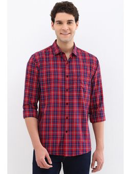 Allen Solly - Men Red Slim Fit Check Full Sleeves Casual Shirts